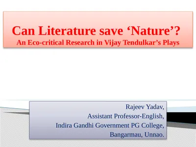 Can Literature save ‘Nature’? An Eco-critical