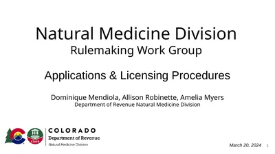 Natural Medicine Division Rulemaking Work Group