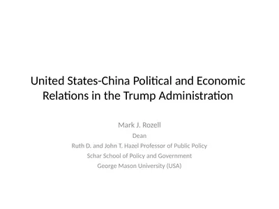 United States-China Political and Economic
