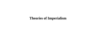 Theories of Imperialism Political Theory