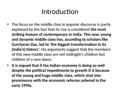 Introduction The focus on the middle class in