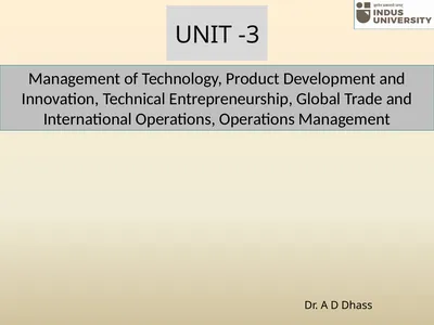 UNIT -3 Management of Technology, Product