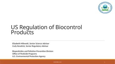 US Regulation of Biocontrol Products November,