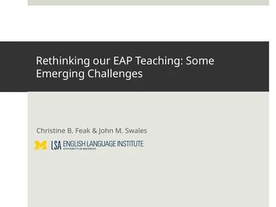 Rethinking our EAP Teaching: Some Emerging
