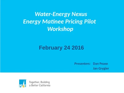 Water-Energy Nexus Energy Matinee Pricing Pilot