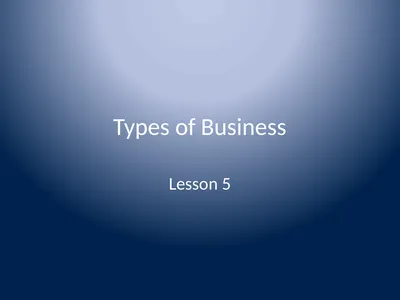 Types of Business Lesson 5 BUSINESS