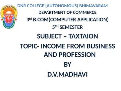 DNR COLLEGE (AUTONOMOUS) BHIMAVARAM DEPARTMENT OF