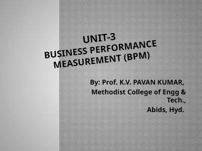 Unit-3 Business Performance Measurement (BPM) By: