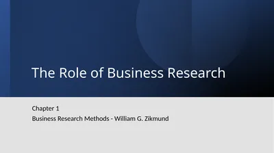 The Role of Business Research Chapter 1 Business