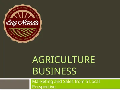 Agriculture Business Marketing and Sales from a