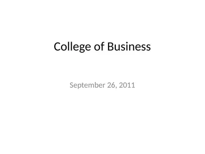 College of Business September 26, 2011