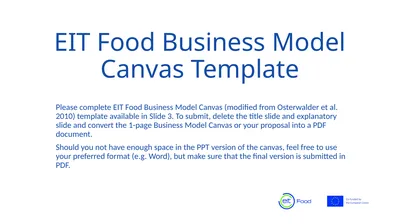 EIT Food Business Model Canvas Template Please