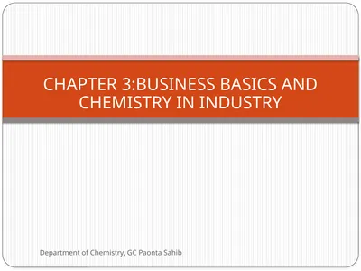 CHAPTER 3:BUSINESS BASICS AND CHEMISTRY IN