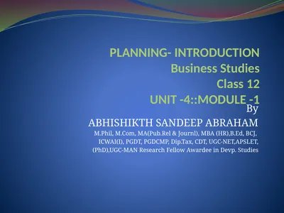 PLANNING- INTRODUCTION Business Studies Class 12