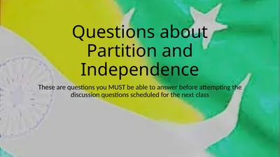 Questions about Partition and Independence These