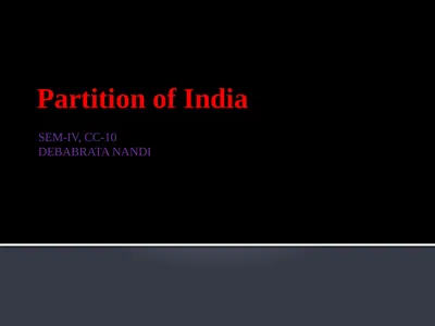 Partition of India SEM-IV, CC-10 DEBABRATA NANDI