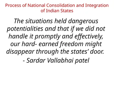 Process of National Consolidation and Integration