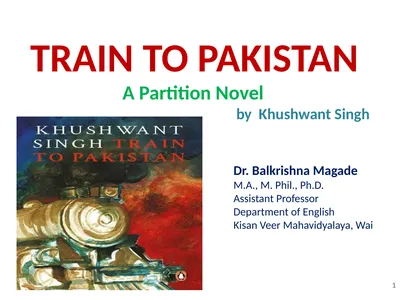 1 TRAIN TO PAKISTAN A Partition Novel by Khushwant