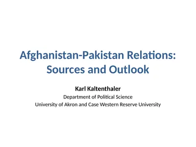 Afghanistan-Pakistan Relations: Sources and