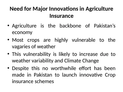 Need for Major Innovations in Agriculture