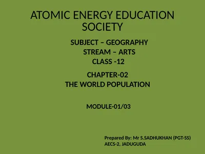 ATOMIC ENERGY EDUCATION SOCIETY SUBJECT –