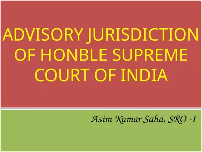 ADVISORY JURISDICTION OF HONBLE SUPREME COURT OF