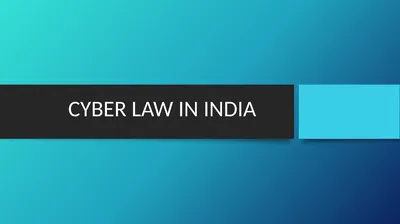 CYBER LAW IN INDIA In Simple way we can say
