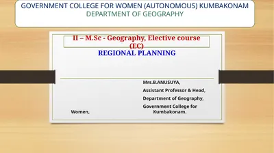 REGIONAL PLANNING Mrs.B.ANUSUYA, Assistant
