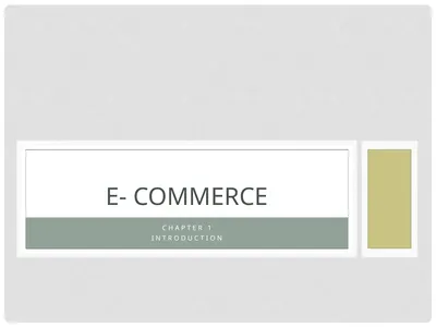 CHAPTER 1 INTRODUCTION E- Commerce Concept and