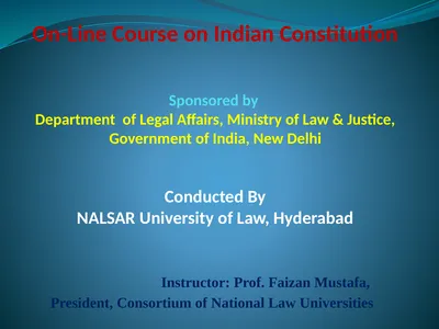 On-Line Course on Indian Constitution Sponsored by