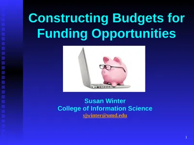 1 Constructing Budgets for Funding Opportunities