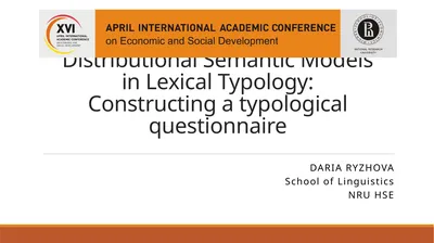 Distributional Semantic Models in Lexical
