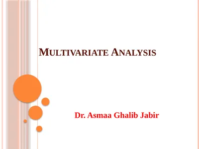 Multivariate Analysis Dr. Asmaa Ghalib Jabir