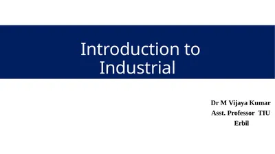 Introduction to Industrial Engineering Dr M Vijaya