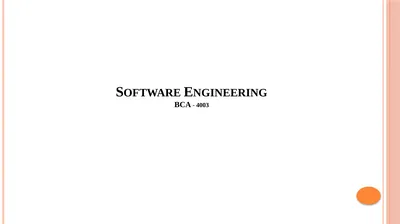 Software Engineering BCA - 4003 Software