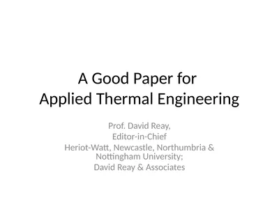 A Good Paper for Applied Thermal Engineering Prof.