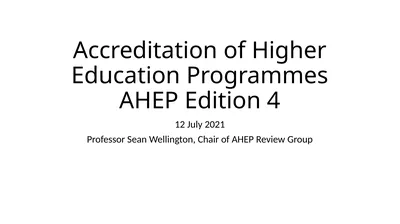 Accreditation of Higher Education Programmes AHEP