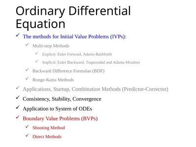 Ordinary Differential Equation The methods for