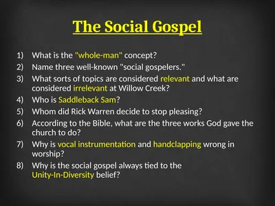 The Social Gospel What is the 