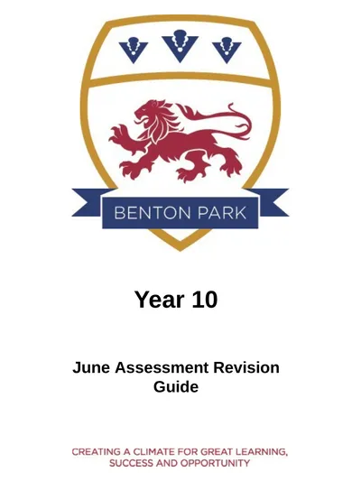 Year 10 June Assessment Revision Guide Revision