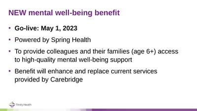 Go-live: May 1, 2023 Powered by Spring Health To