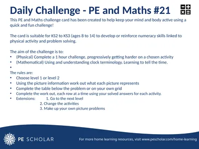 Daily Challenge - PE and Maths #21 This PE and