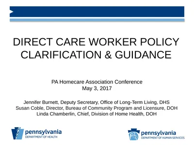 DIRECT CARE WORKER POLICY CLARIFICATION & GUIDANCE