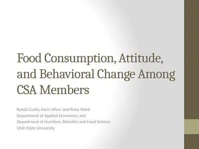 Food Consumption, Attitude, and Behavioral Change