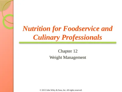 Nutrition for Foodservice and Culinary