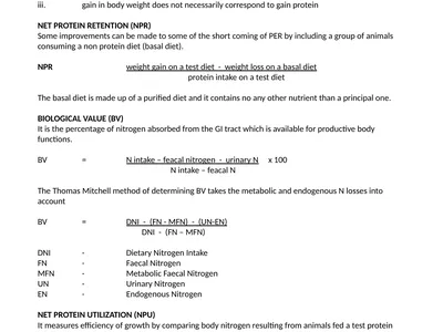 Lecture 12 PROTEIN QUALITY AND EVALUATION OF FEED