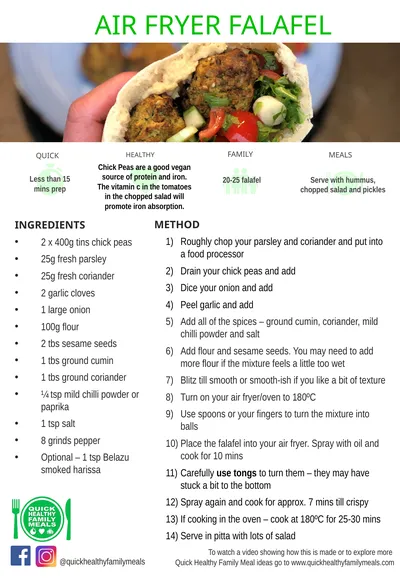 AIR FRYER FALAFEL INGREDIENTS 2 x 400g tins chick