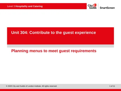 PowerPoint presentation Planning menus to meet