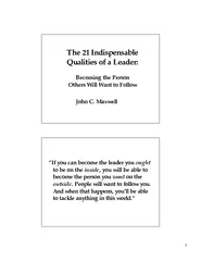 The 21 Indispensable Qualities of a Leader:Becoming the Person Others