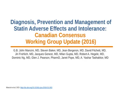 Diagnosis, Prevention and Management of Statin